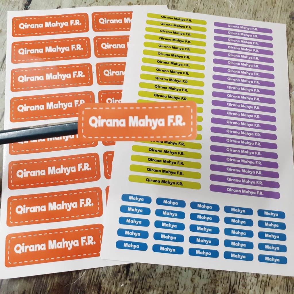 

Stiker Label nama waterproof mix polos isi 80pcs