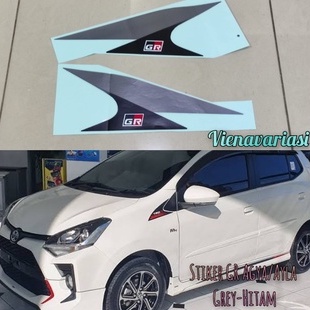 Stiker Mobil Agya Depan Samping Spion GR Variasi - Grey-Hitam/Silver