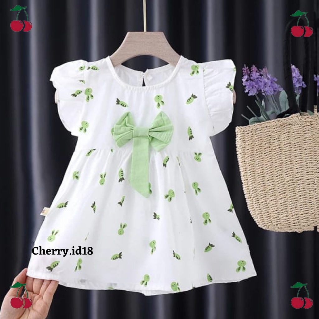 (6bln - 3thn) COD Dress Anak Perempuan Import / Dress Anak Katun Tanpa Lengan Motif Kelinci Wortel D44