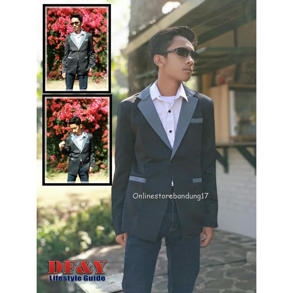 Jas Blazer DF&Y Hitam Polet Abu / Jas Blazer Modis Masa Kini