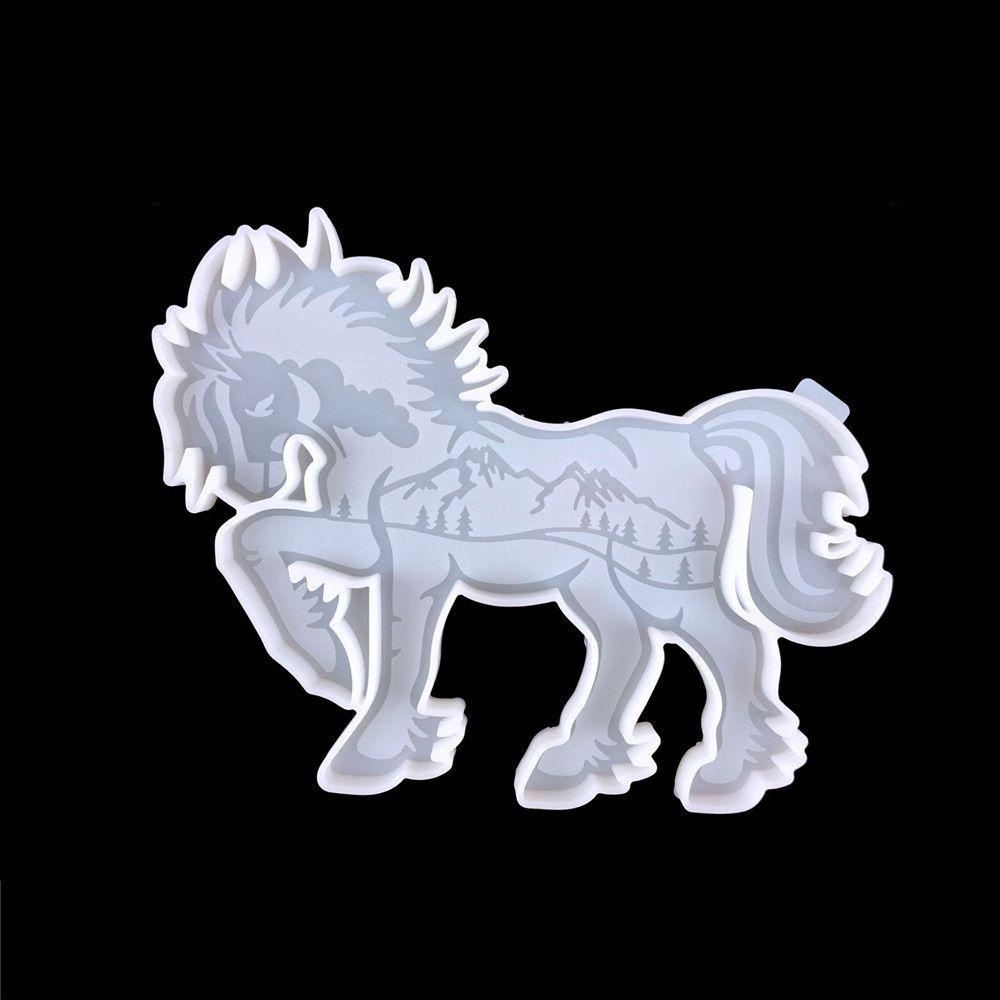 TOP Cetakan Resin Kreatif Beruang Hewan Kuda Gajah DIY Liontin Cetakan Silikon