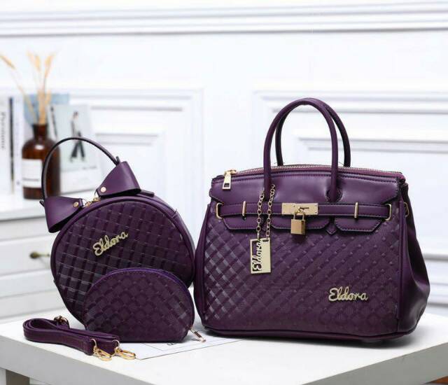 SALE Tas import Eldora Luella 6015 (3in1) set handbag  jelly wanita branded batam
