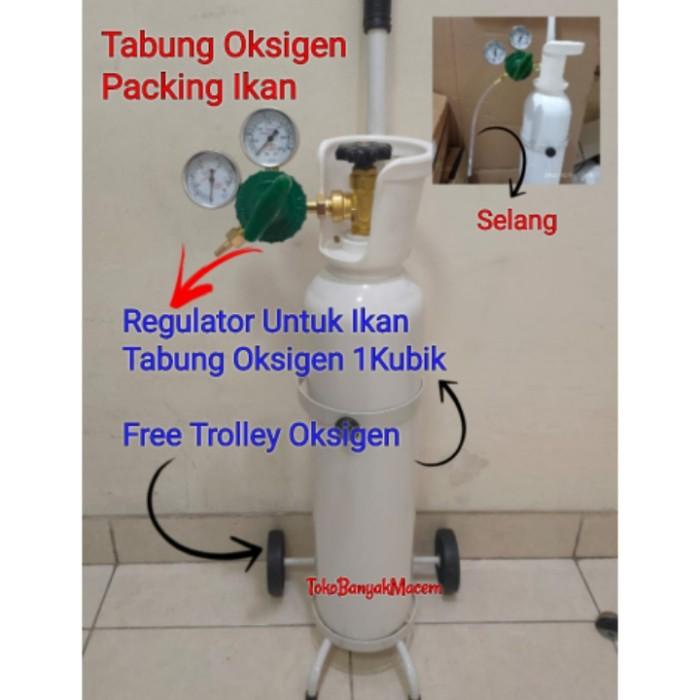 Regulator Tabung Oksigen Untuk Packing Ikan + Regulator + Trolley