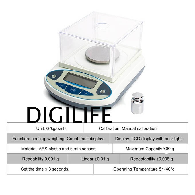 Jual Timbangan Analitik 0,001g Max 500g Lab Digital Scale Miligram 0 ...