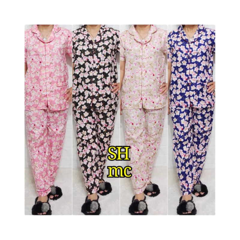 Baju Tidur Piyama Wanita Motif Floral Pajamas Katun  / Baju Tidur setelan Wanita Katun CP JUmbo Terbaru Bigsize Kekiniaan