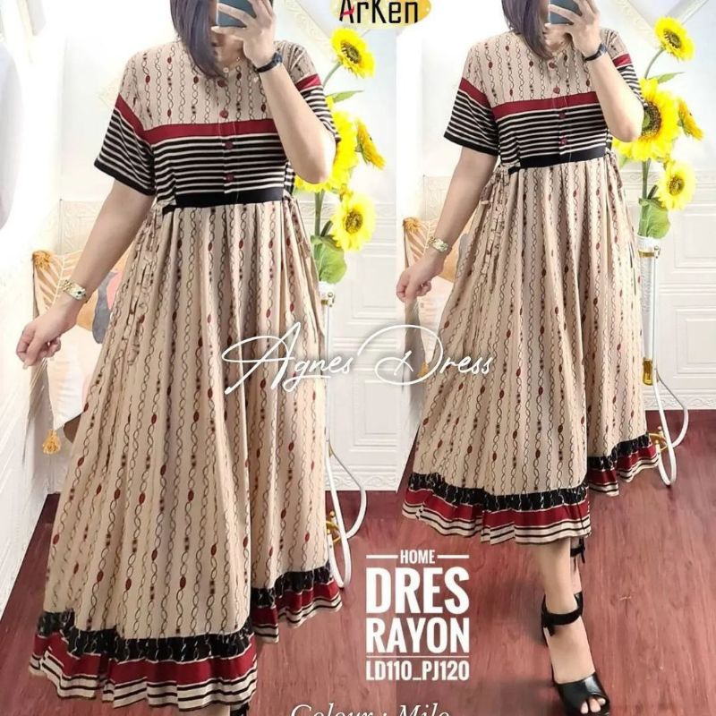 Dress Gamis Rayon Diamond Ld 115cm // Daster Panjang Selutut Terlaris