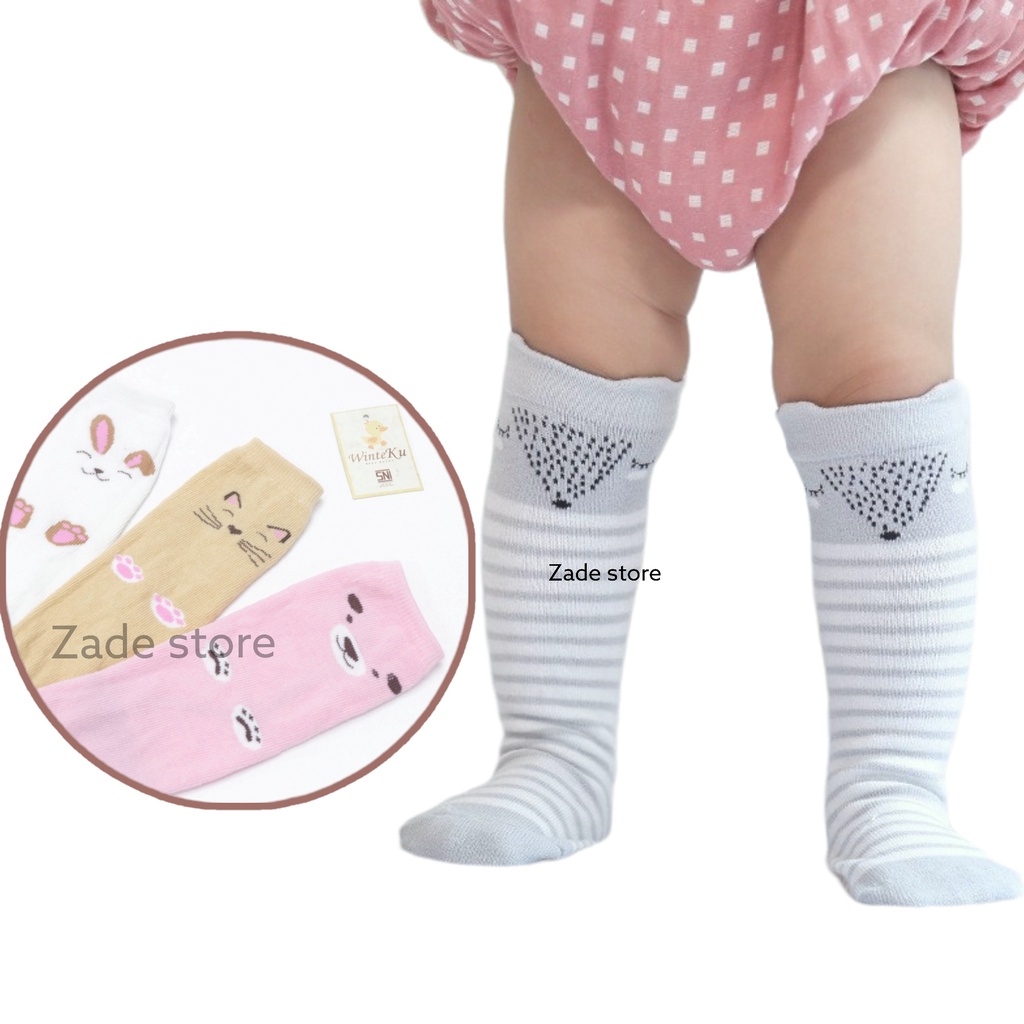 Kaos kaki panjang bayi Isi 3 set SNI Winteku PREMIUM non-slip kaus kaki anak selutut panjang  alas kaki baby long socks motif laki-laki Perempuan murah grosir KKW-022