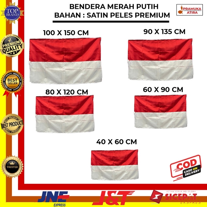 Bendera Rumah Merah Putih Satin Peles - Kecil Sedang Besar - BENDERA INDONESIA