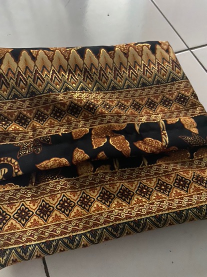 Wm>couple Keluarga Batik Motif Daun Pepaya Gold Couple Batik Kemeja Batik Rok Plusket Murah