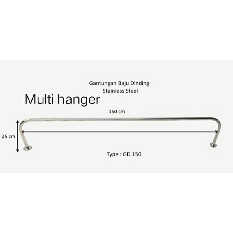 Gantungan Baju Dinding Stainless 150CM