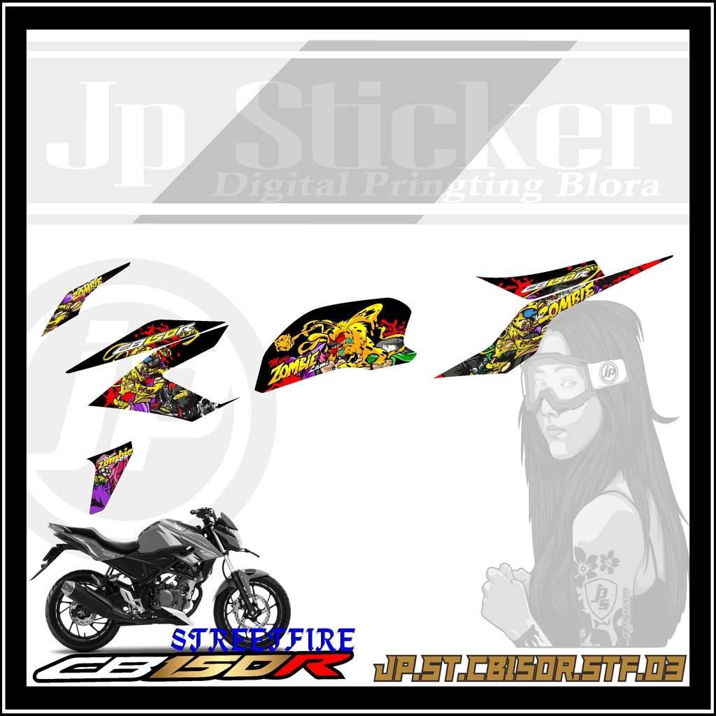 Sticker Striping Cb150r Streetfire Stiker Aksesoris Motor Honda CB 150R List Variasi Hologram JP 03