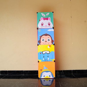 rak 4 susun animal 41-11 rak mainan plastik lemari sepatu baju anak bayi RT0143