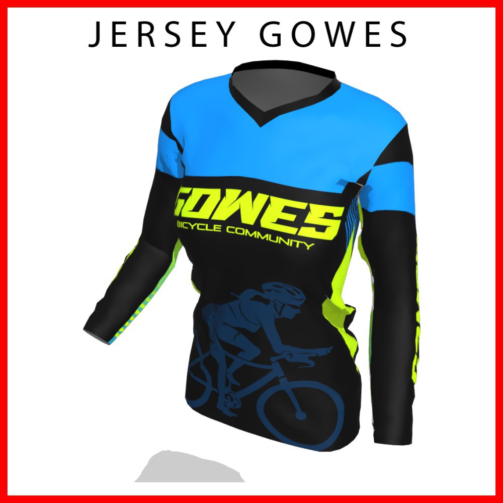 Baju Kaos Jersey Sepeda Gowes Wanita Cewek Perempuan Lengan Panjang Printing-51
