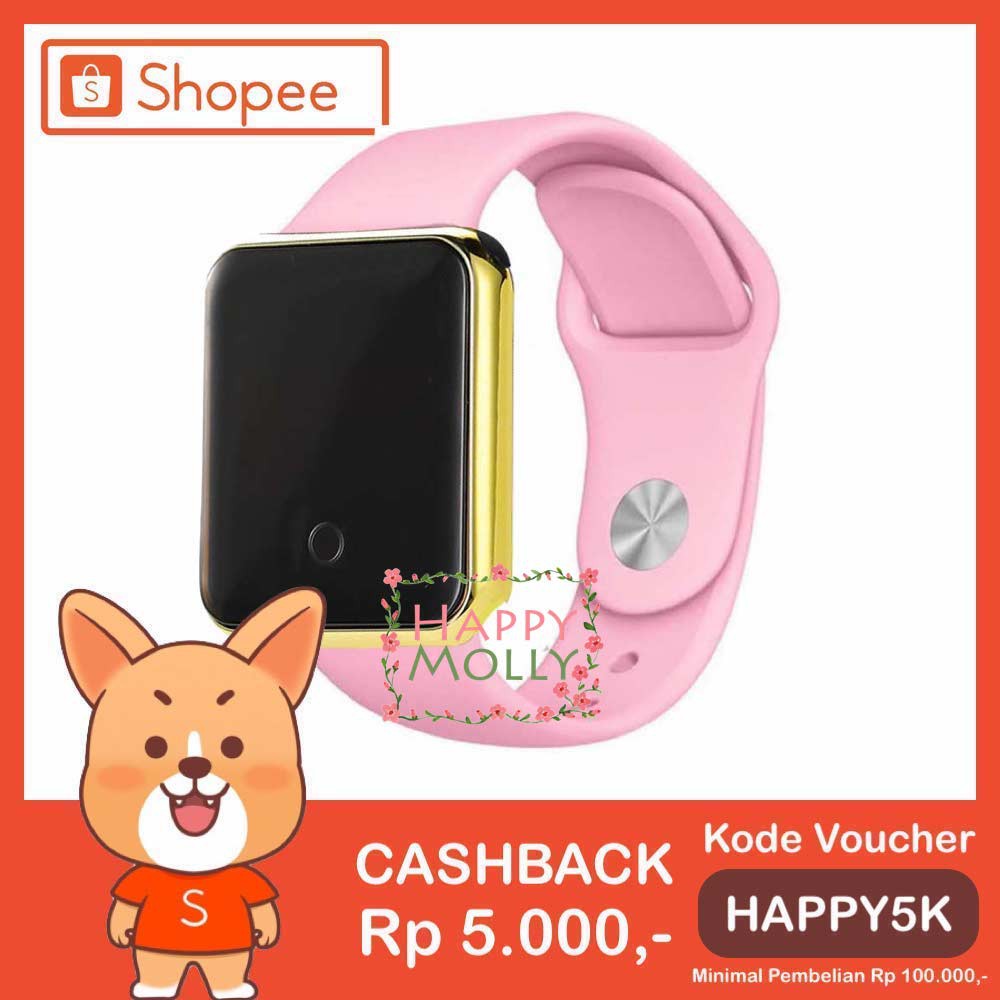 Touch Screen★LED Watch [ Baby Pink Gold ] Jam Tangan Digital Pria &amp; Wanita - Strap Rubber