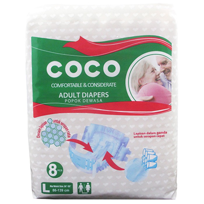 COCO PAMPERS DEWASA PEREKAT L8