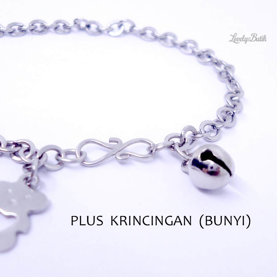 Lovelybutik Gelang Kaki Bayi Bear Monel Krincing Baby 0-2 Tahun Krincingan Baja Putih Stainless Steel