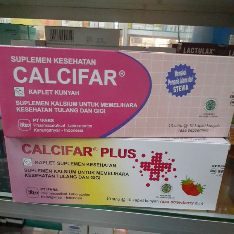 Calcifar & Calcifar Plus Kaplet Kunyah - Suplemen Kesehatan Tulang / Per Strip 10 Tablet