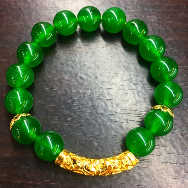 Gelang giok tali warna hijau pekat