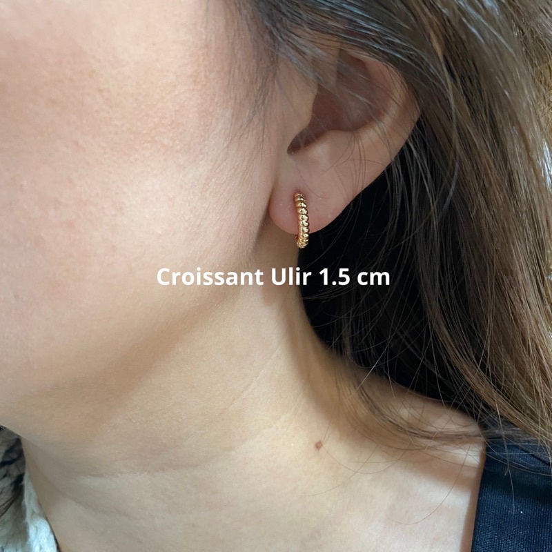 Anting Rose Gold Rhodium Anti Karat Croissant - Croissant Hoop