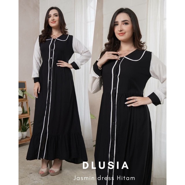 Daster Arab Dlusia JASMINE Maxi Dress Gamis Rayon Full Kancing