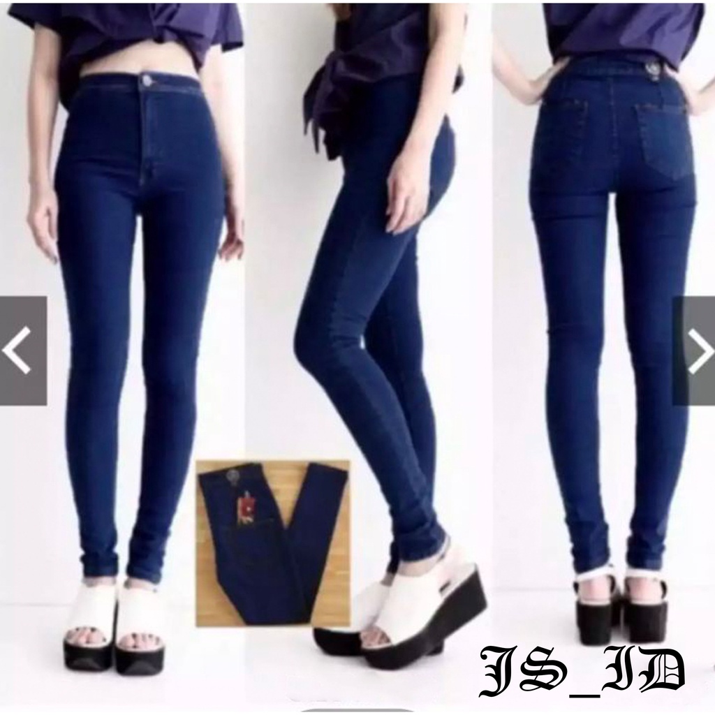 CELANA HIGHWAIST STRETCH JEANS POLOS WANITA PREMIUM