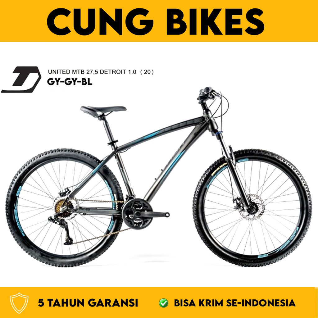 SEPEDA GUNUNG ATAU SEPEDA MTB 27.5  inchUNITED DETROIT 1.0 FRAME ALLOY 24 SPEED