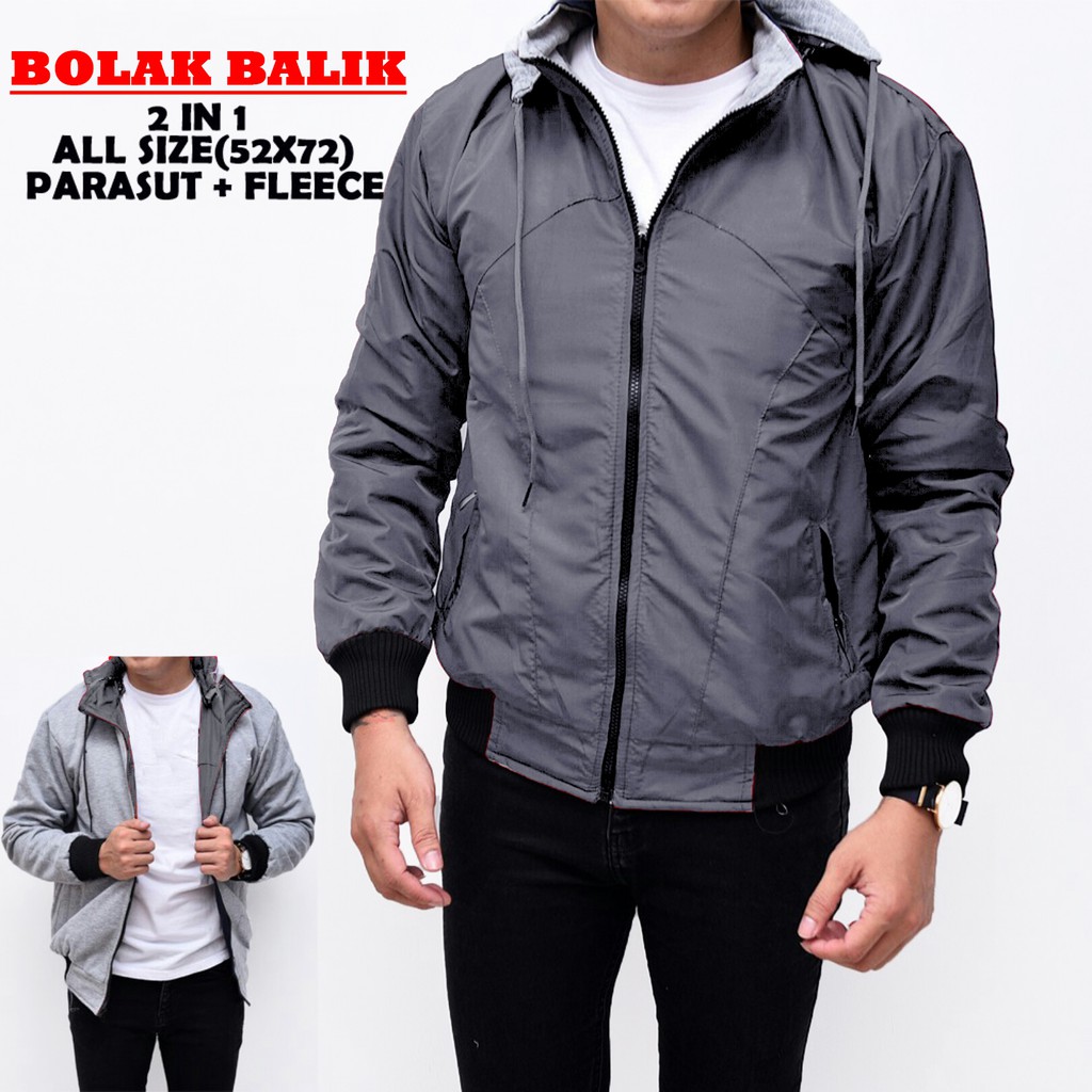 ( 16 VARIAN WARNA ) JAKET BOLAK BALIK 2IN1 / JAKET PRIA / JAKET PARASUT / JAKET MOTOR / JAKET DISTRO