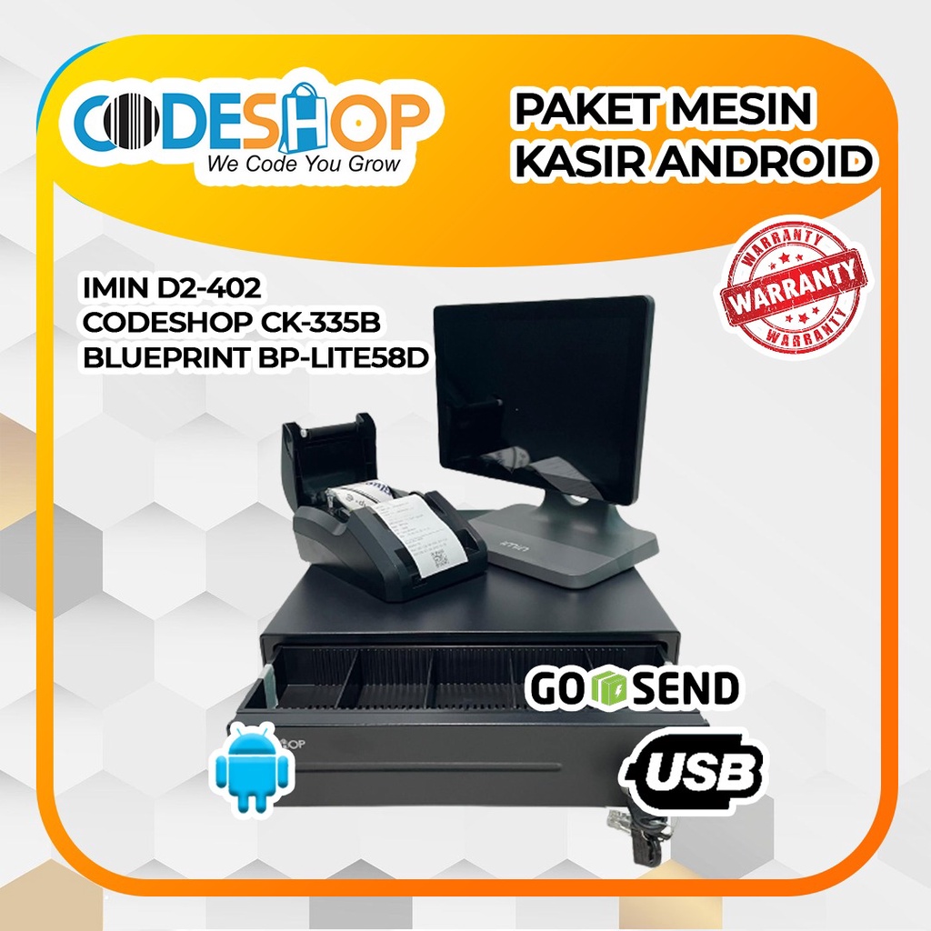 PAKET MESIN KASIR ANDROID IMIN 10' ALL SET UNTUK CAFE RESTO PLUS APLIKASI KASIR