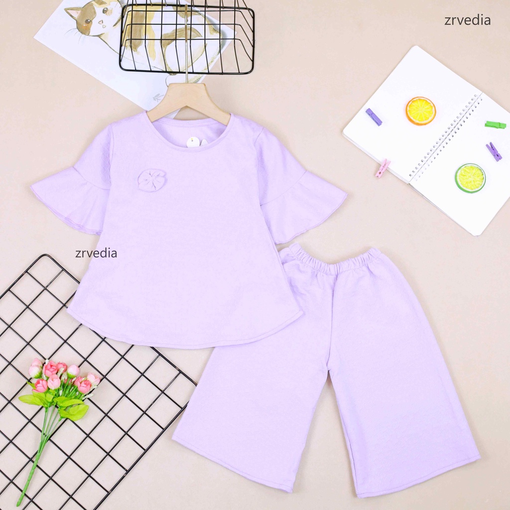 [POLOS] Setelan Lucy uk 2-4 Tahun / Baju Anak Perempuan Set Atasan Balita Blouse Kulot Balita Cewek