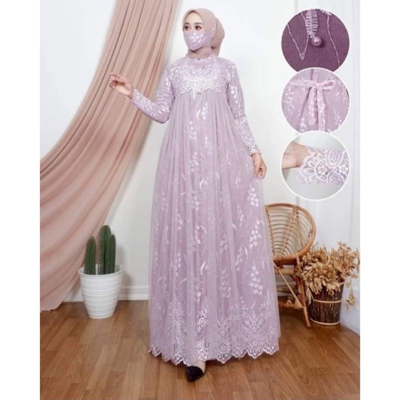 Permata Olshop / Gamis Aulia Tutu NK / Gamis Pesta Mewah / Kebaya Modern / Kebaya Pesta / Gamis Brukat / Gamis Tutu / Kebaya