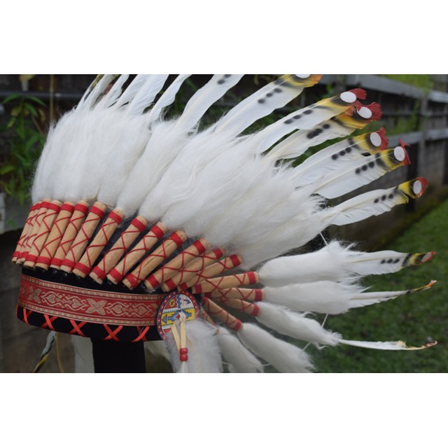 TOPI INDIAN - INDIAN HEADDRESS SMALL ANGSA BILABONG ORANGE KUNING PUTIH TUTUL