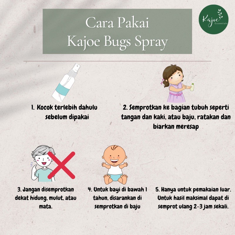 KAJOE BUGS AWAY SPRAY Repellent Anti Nyamuk dan Serangga 60 ML