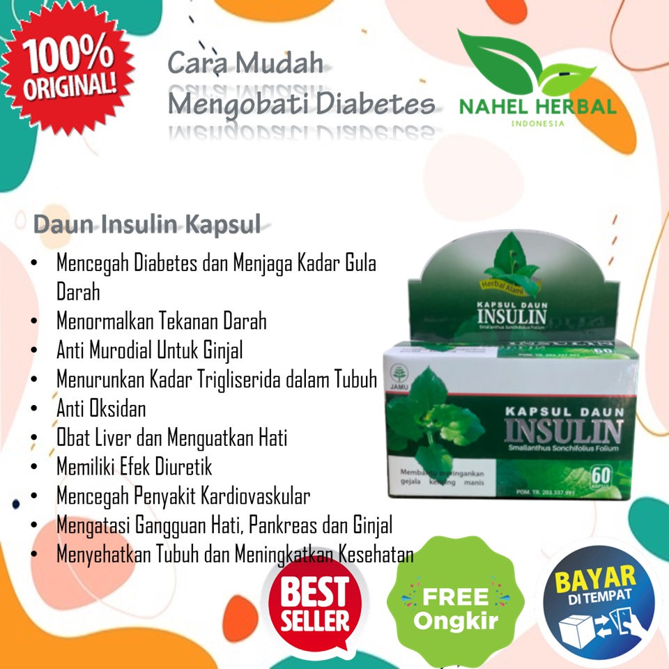 Terlaris Kapsul Daun Insulin - Obat Diabetes Luka Kering Paling Ampuh Herbal Nomor 1 Ori