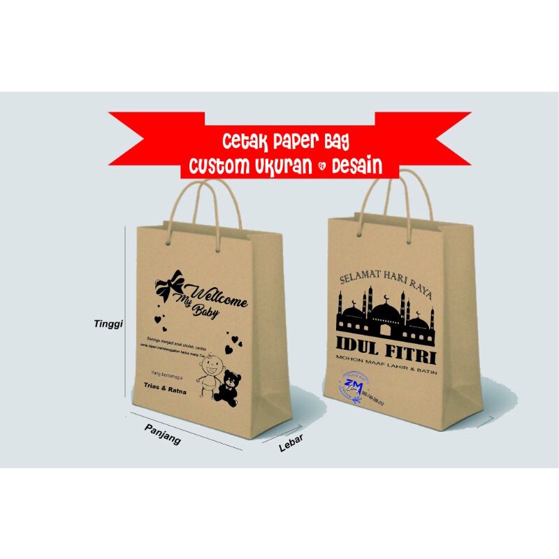 

Paper bag Custom size 12x5x16/Custom Olshop/wedding/Sukasuka