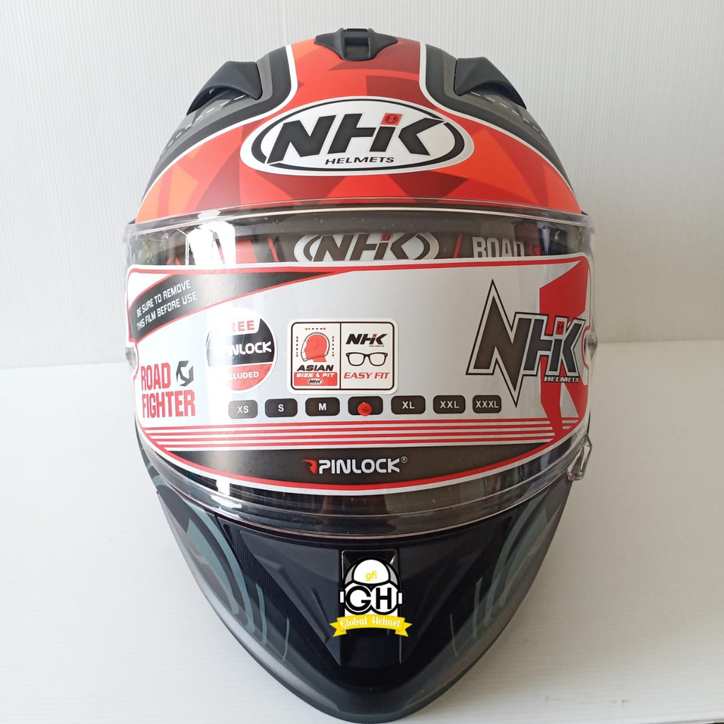 HELM NHK FULL FACE NHK GP PRIME MOTIF FORTIUS GREY RED DOFF