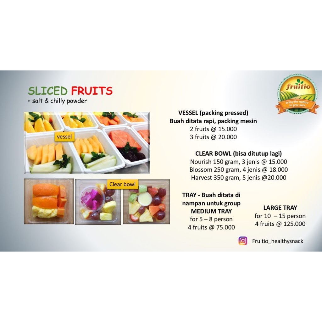 

SLICED FRUITS FRUITIO JAKARTA + SALT + CHILLY POWDER Clear Bowl Harvest 5 fruits 350 gram