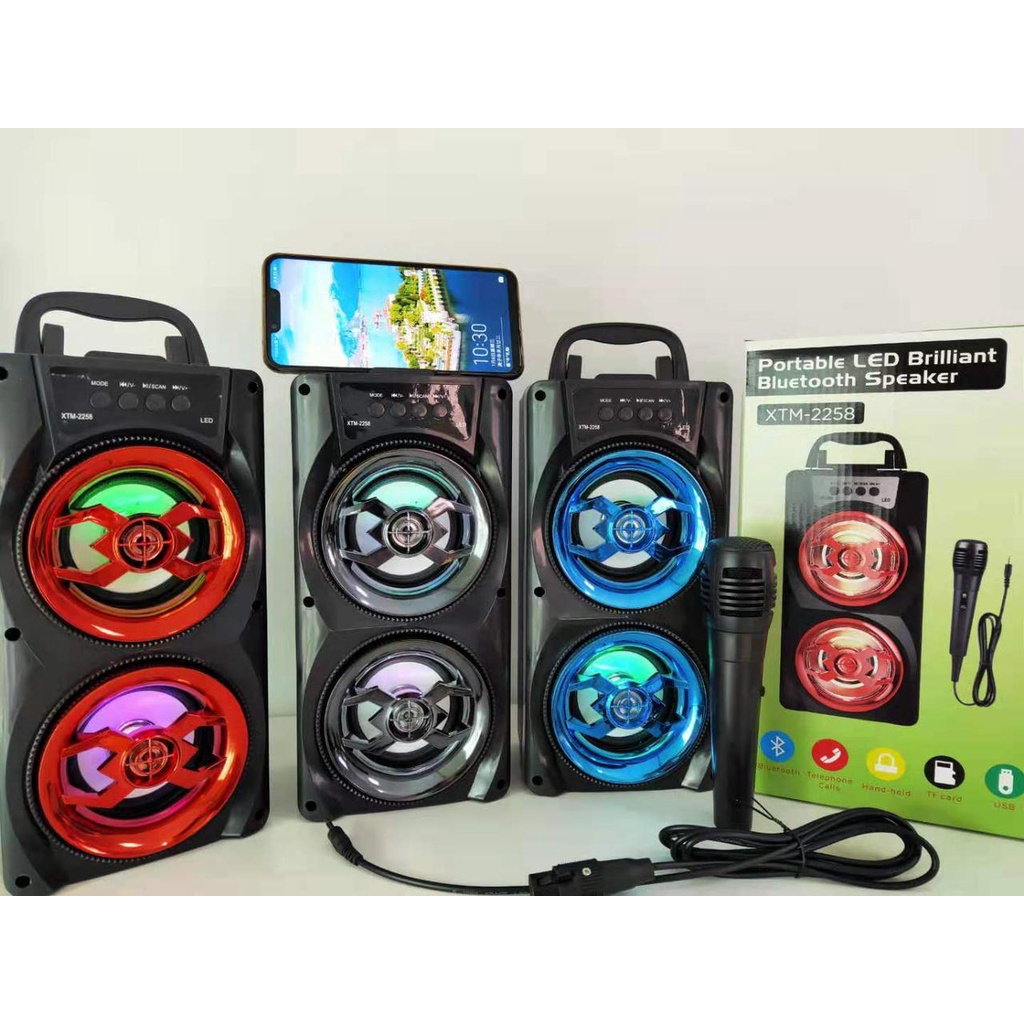 Speaker Bluetooth Portable Led Briliant XTM - 2258 Free Mic Karaoke Paling Diminati
