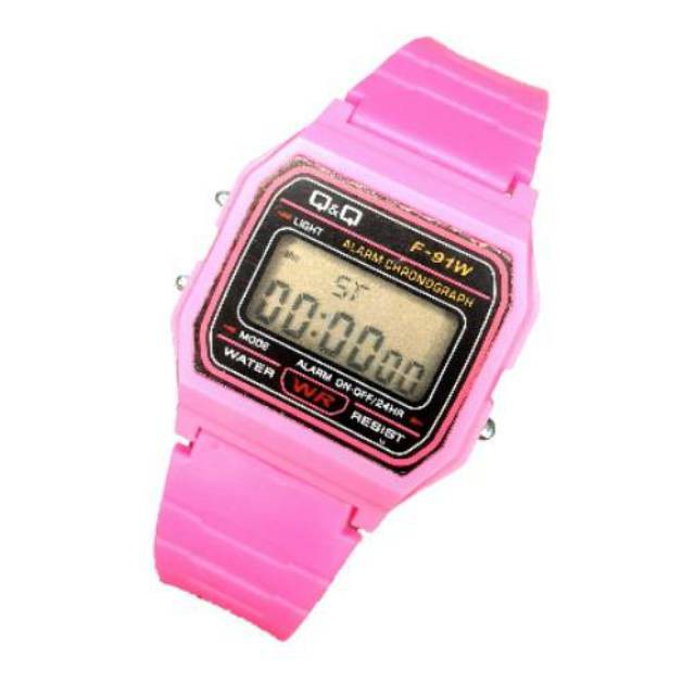 Jam Tangan Wanita QQ Segi Digital Tgl Hari Tali Rubber