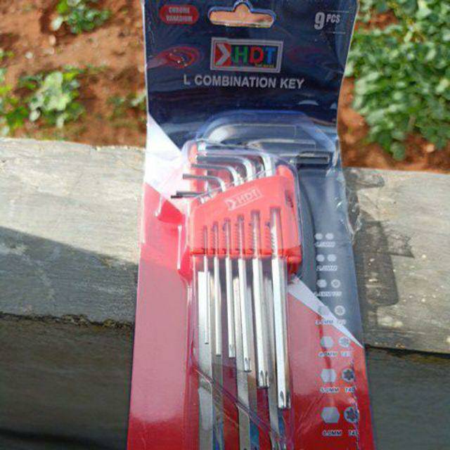 Kunci L Set Panjang Kombinasi Kunci L Bintang Lubang 9 Pcs 1.5 Mm