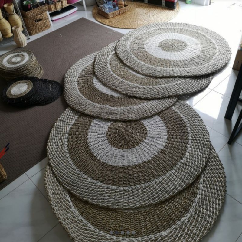 Karpet Anyaman Eceng Gondok / Karpet Estetik / Rug Seagrass / Karpet Bulat
