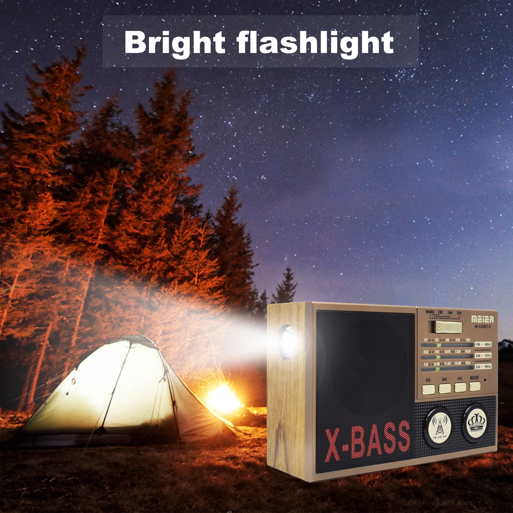 Radio FM AM SW Isi Ulang Lampu LED USB Speaker Solar MP3 Player dengan Bluetooth TF Portable 530BT