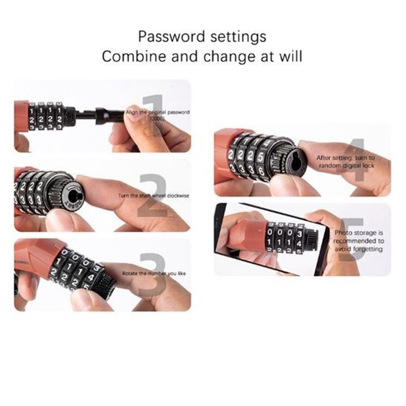 Kunci Helm Sepeda Rockbros T609 Hitam Bicycle Password 4 Digit Safety Cycling Lock Steel Gembok Kombinasi 4 Angka Waterproof