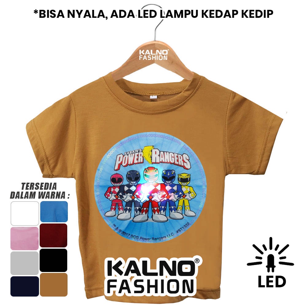 Baju  power ranger 5 PR442 LED umur 1 - 7 tahun Randoom Ukuuran S M L XL Bahan Katun anak karakter polyester