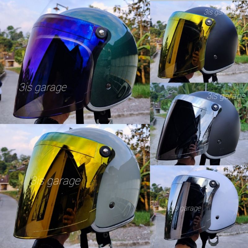 HELM SLIM HEAD CUSTOM RETRO CLASSIC KACA VENOM