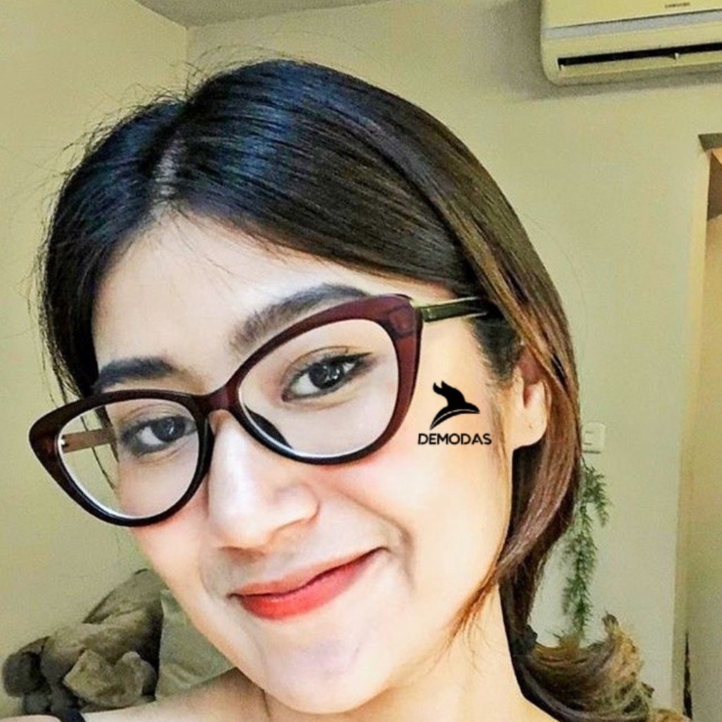 Kacamata Cat Eye wanita Photocromic bluecromic antiradiasi blueray gratis minus 19070