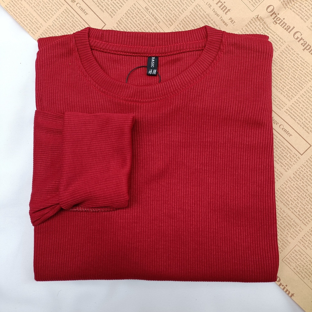 PART II Kaos Rib Premium / Kaos Grosir / Kaos Rib Premium Tebal / Kaos Lengan Panjang Termurah-Maron t