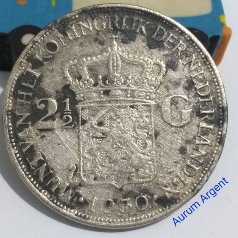 SWILH2.5G-35.. 1 PC KOIN PERAK KUNO ASLI 2.5 GULDEN WILHELMINA TH 1930. -- SILVER COIN --