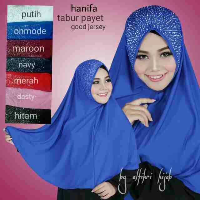 KHIMAR hanifa tabur payet . hijab pesta instan jilbab kerudung syar,39i