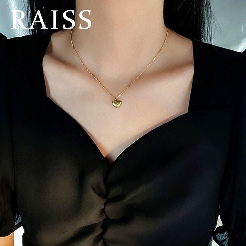 Kalung Titanium Wanita Anti Karat Love Hati Lapis Emas 18k Perhiasan Korea Kalung Lapis Emas 18k Desain Hati Bahan Titanium Gaya Korea Untuk Wanita