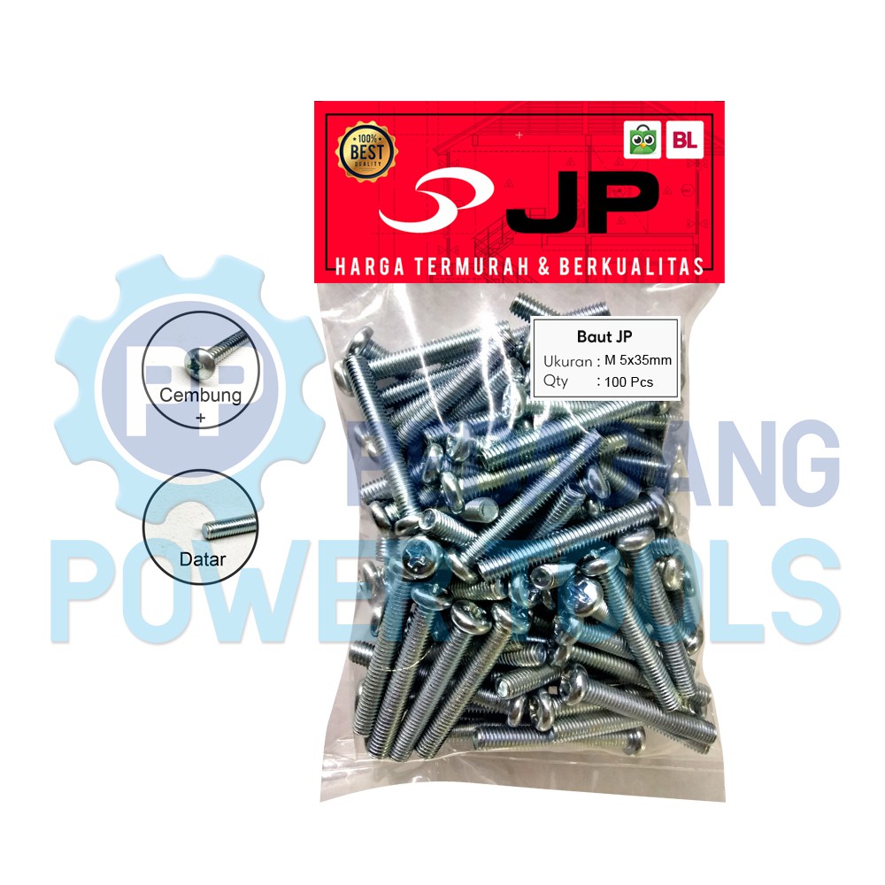 BAUT JP M 5 x 35 MM - SEKRUP SKRUP BAUT JP 5x35 M5 x 35 ISI 100 PCS